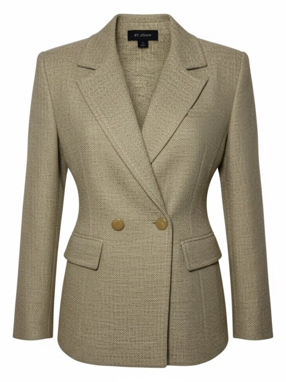 St. John's Double-Beasted Blazer - Size 8 - Tan/Cream